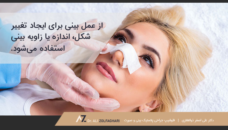 تغییر شکل، اندازه یا زاویه بینی با عمل جراحی بینی