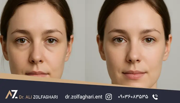 عمل پف چشم قبل و بعد